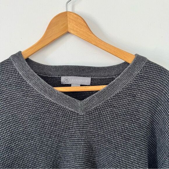 Cloudveil Grey Waffle Knit Primaloft Pullover Vneck Sweater - Picture 5 of 6